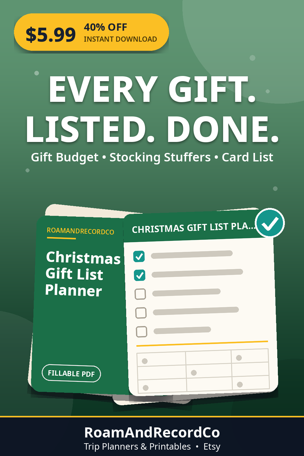 Christmas Gift List Planner
